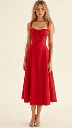 Bustier Midi Dress Tailored Waist Kiana - Women's Dress