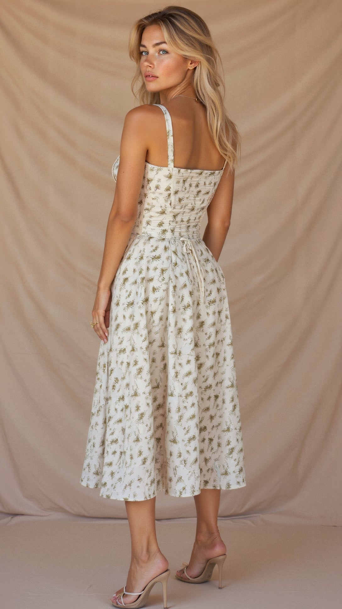 Bustier Midi Dress Tailored Waist Kiana - Women's Dress