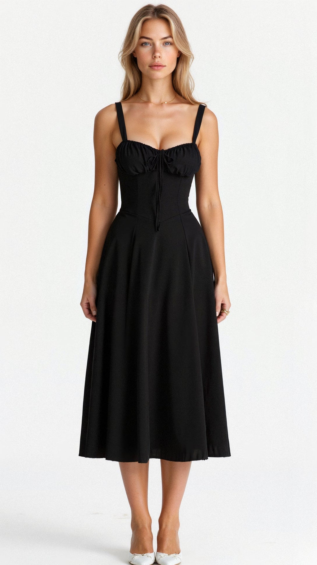 Bustier Midi Dress Tailored Waist Kiana - Women's Dress