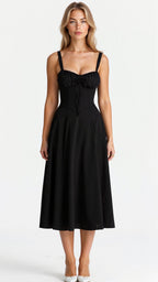 Bustier Midi Dress Tailored Waist Kiana - Women's Dress
