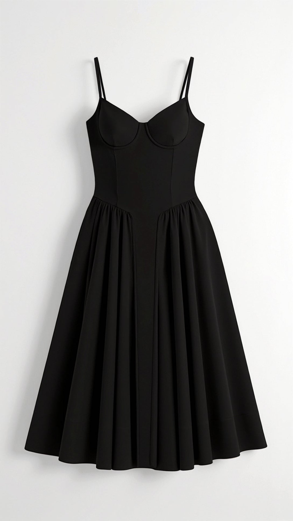 Floral Corset Midi Dress Gathered Skirt Spaghetti Strap Odette - Women's Dress