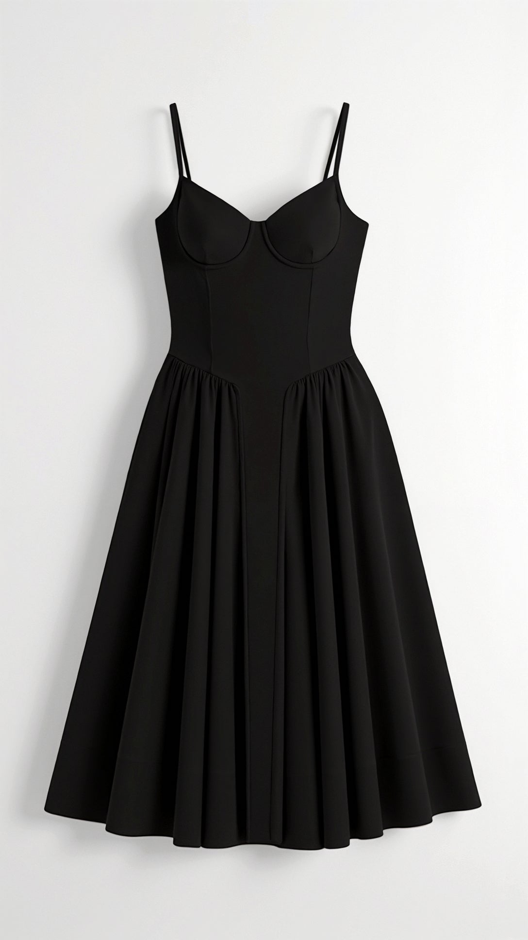 Floral Corset Midi Dress Gathered Skirt Spaghetti Strap Odette - Women's Dress
