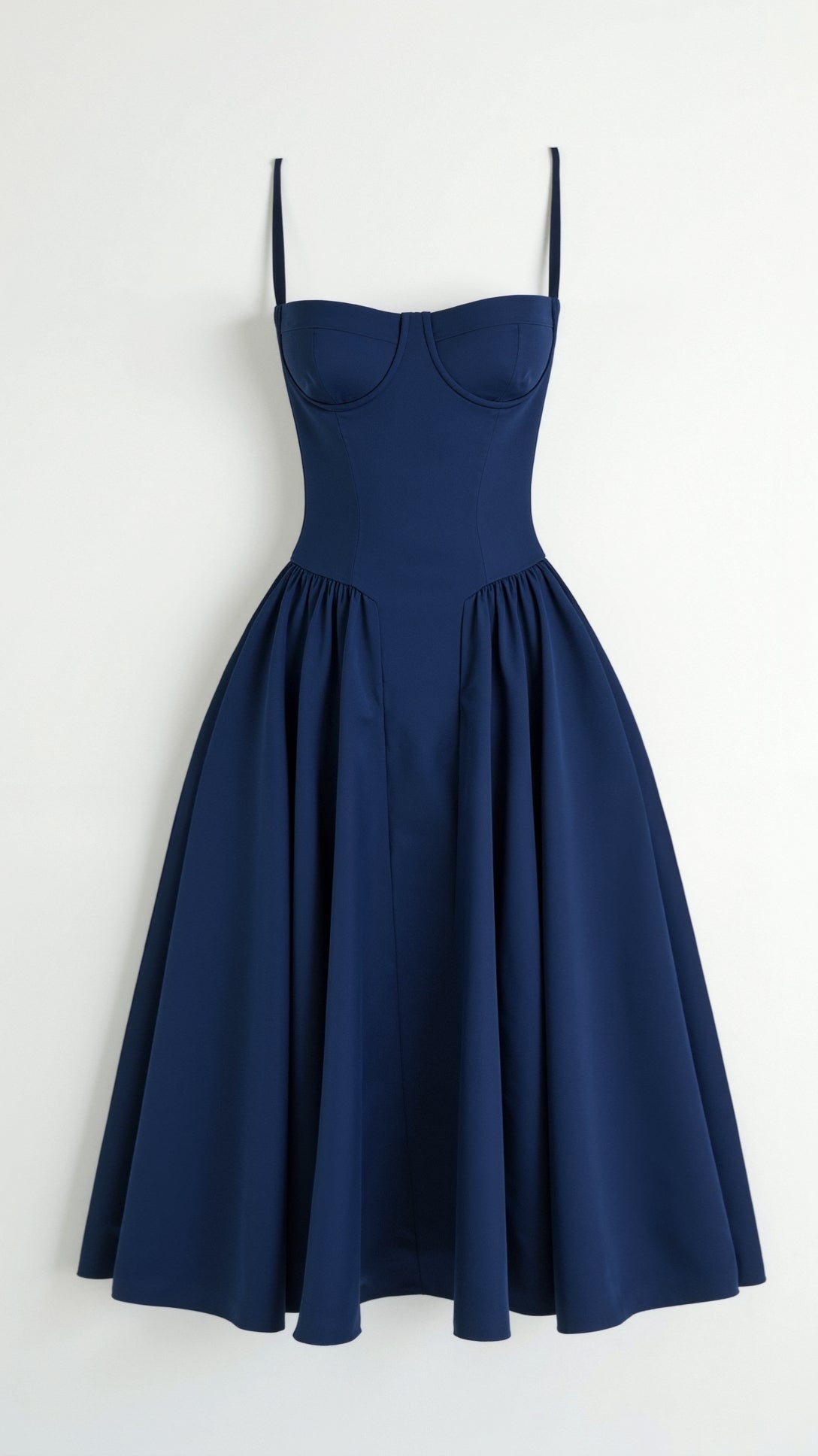 Floral Corset Midi Dress Gathered Skirt Spaghetti Strap Odette - Women's Dress