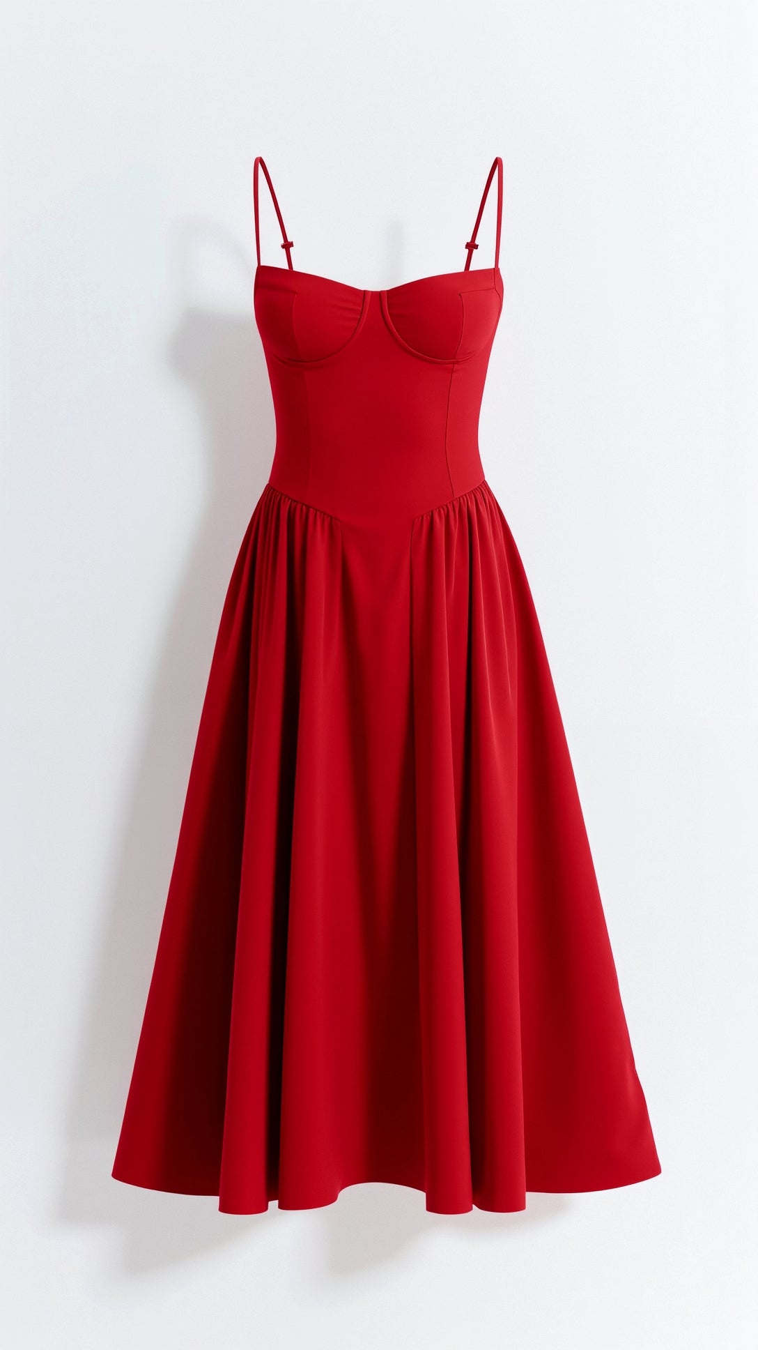 Floral Corset Midi Dress Gathered Skirt Spaghetti Strap Odette - Women's Dress