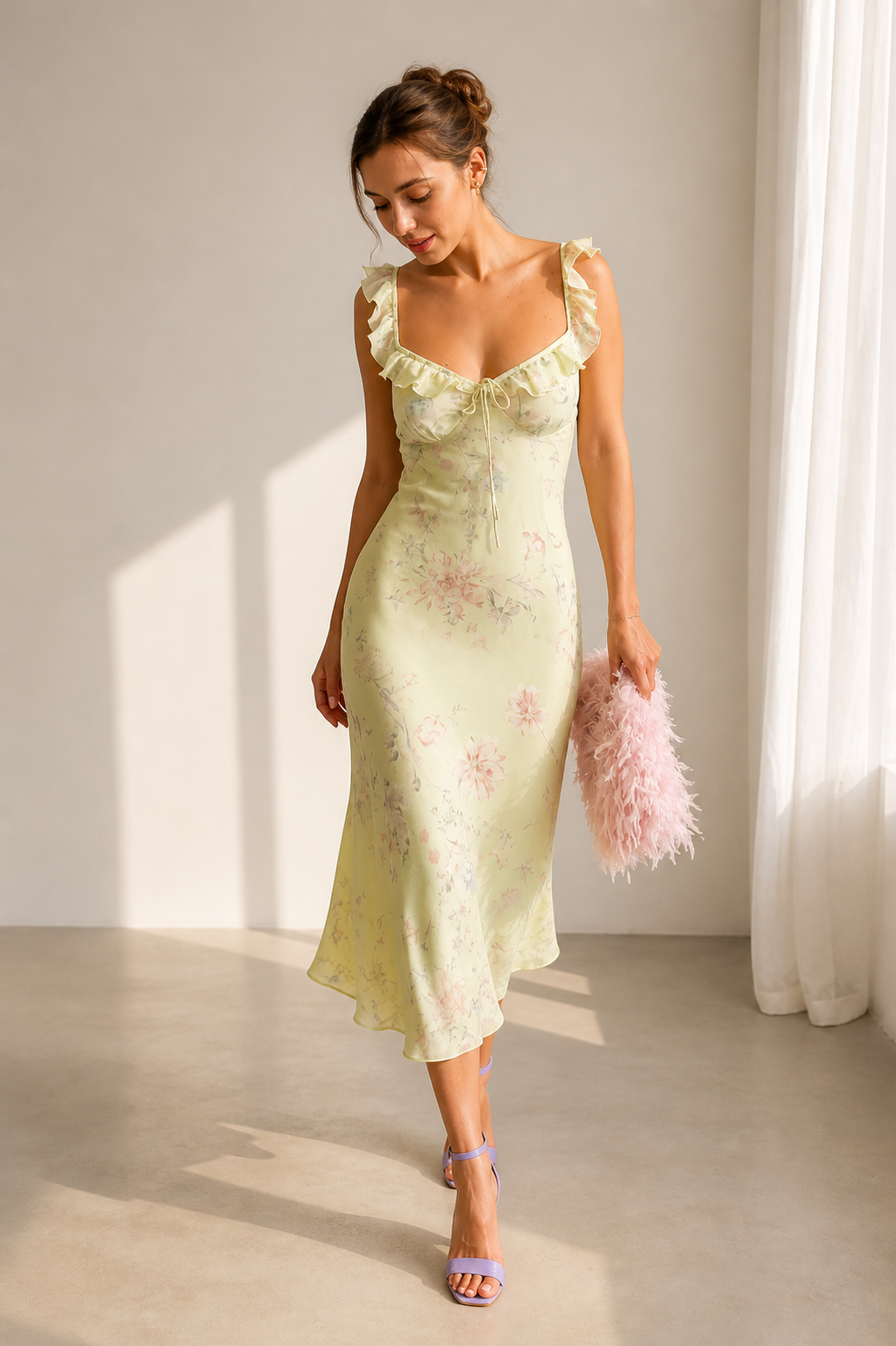 Floral Ruffle Maxi Dress Sleeveless Rivera - Women's Dress