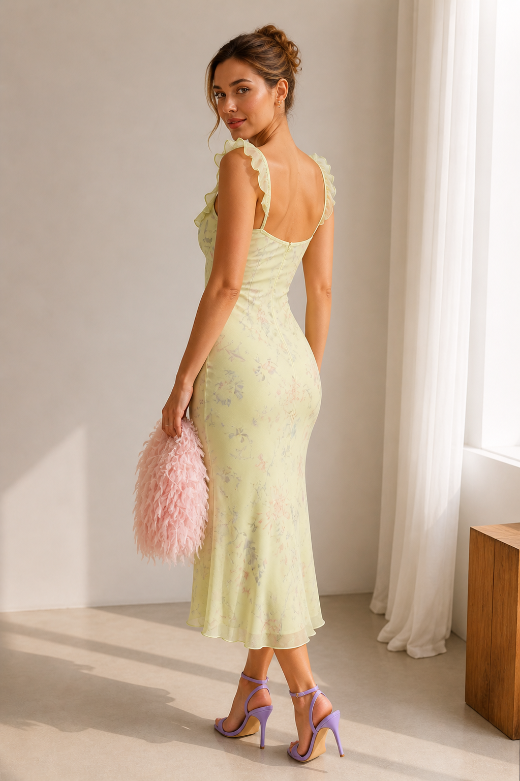 Floral Ruffle Maxi Dress Sleeveless Rivera - Women's Dress