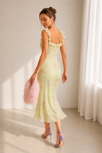 Floral Ruffle Maxi Dress Sleeveless Rivera - Women's Dress