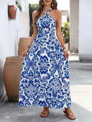 Halter Maxi Dress Crisscross Nora - Women's Dress
